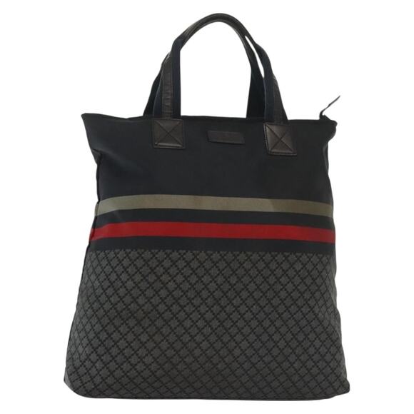 GUCCI Diamante Hand Bag Nylon Navy Gray Silver - Picture 1 of 16
